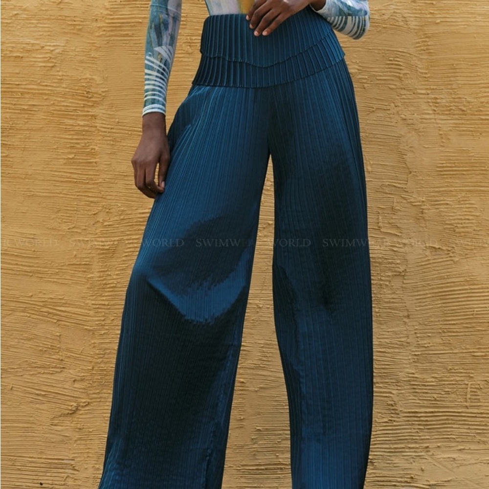 Sophisticated Blue Wide-Leg Trousers